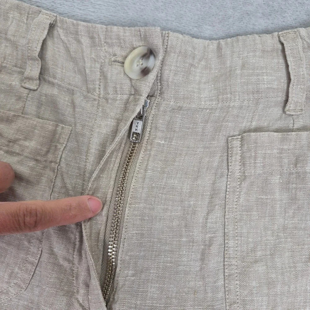 Quince Womens 100% European Linen Wide Leg Trouser Flax Beige Cuffed 2 Beachy